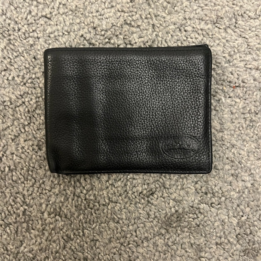 Longchamp Black Pebbled Leather Bifold Wallet